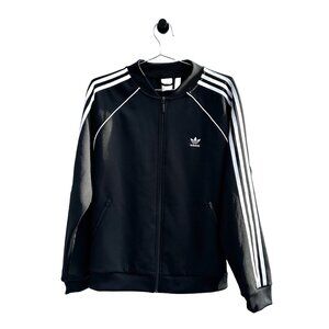 ADIDAS Classic 3-Stripe Long Sleeve Track Jacket, Women's Large, Black, full zip